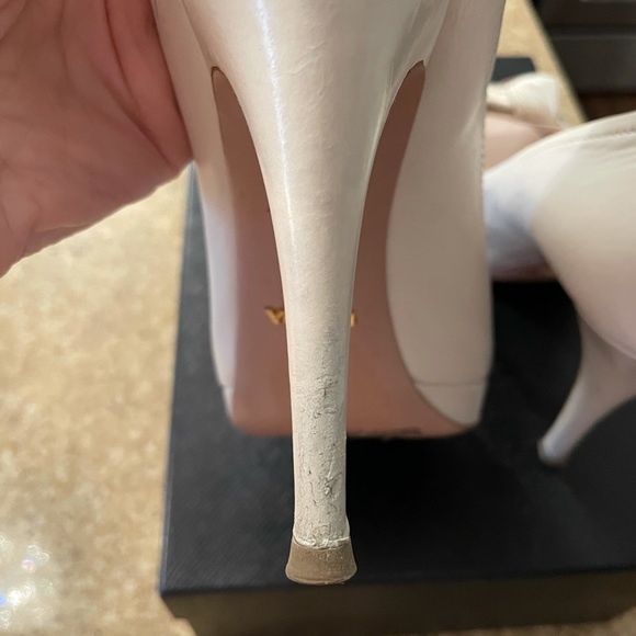 Prada Women High Heel open toes platform shoes in color Talco Sabbia Size 38.5 - Picture 9 of 15